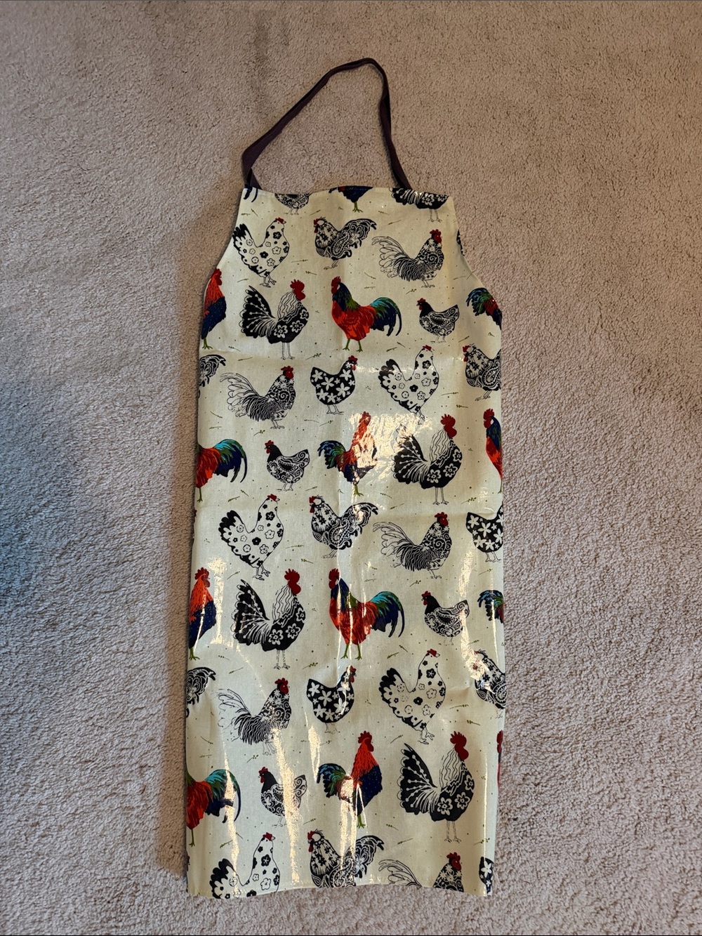 Kitchen Apron Featuring Colorful Rooster & Chicken Farmhouse Design